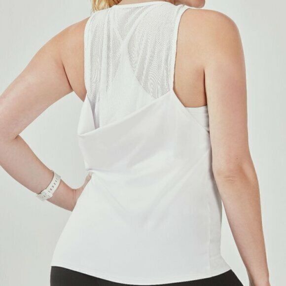 Fabletics Plus Sz 1X Sandy Performance 2-in-1 White Tank Top Twice the Support - Picture 3 of 8
